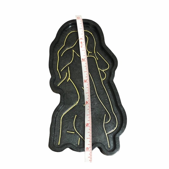 Black & Gold goddess jewelry tray. Handmade - Picture 2 of 7